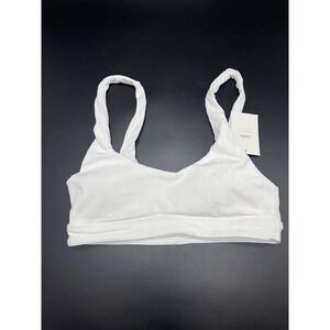 Andie Women's Swim The Ventura Scoop Neck Ribbed Top Swimwear Size S White NWT